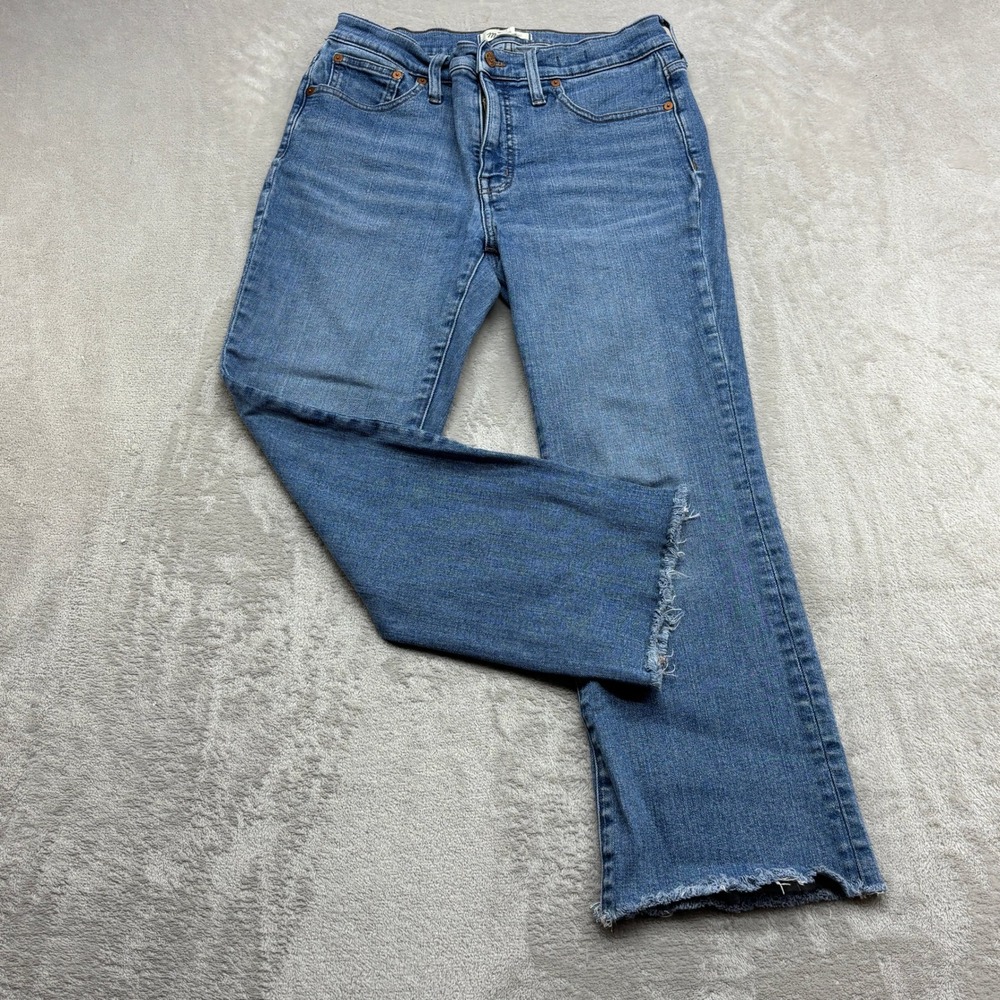 Madewell Straight Leg Jeans Women's 28 Blue Raw Hem HR Indie Boho Casual Denim